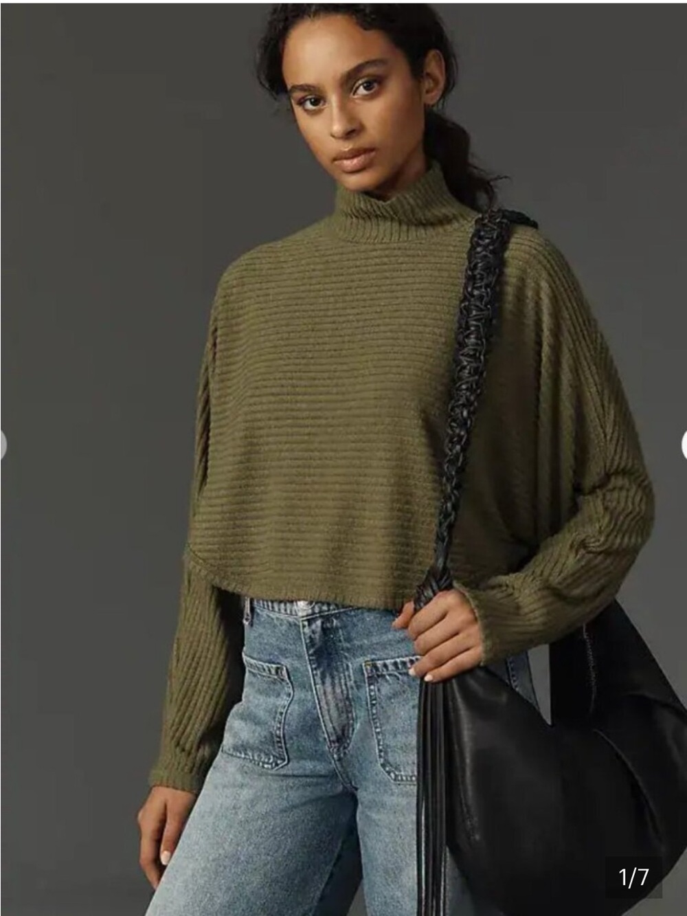 Anthropologie Pilcro Cosy Ribbed Turtleneck Batwing Pullover - Medium